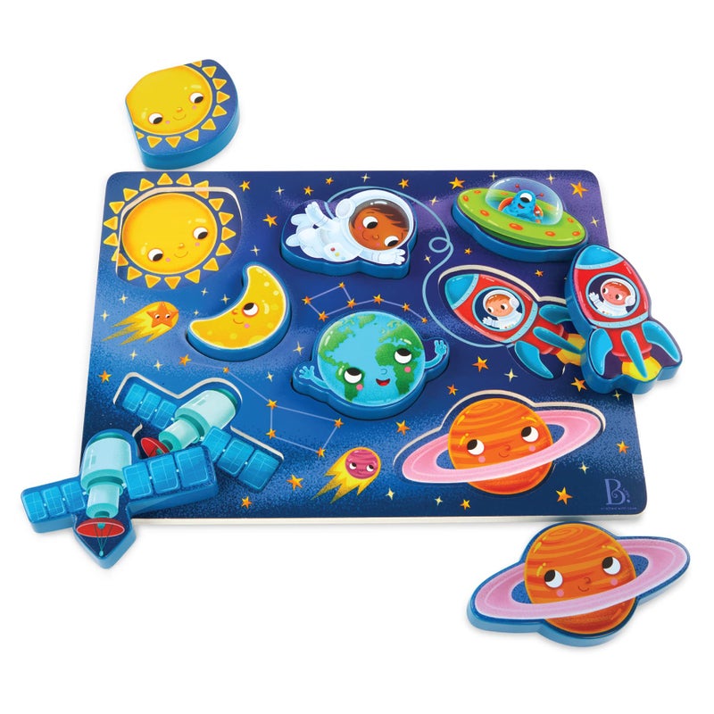 B. toys- Peek & Explore - Outer Space- Chunky Puzzle - Puzzle for Toddlers, Kids - Space Puzzle - Planets, Astronauts, Spaceships - 2 Years + - Image 1